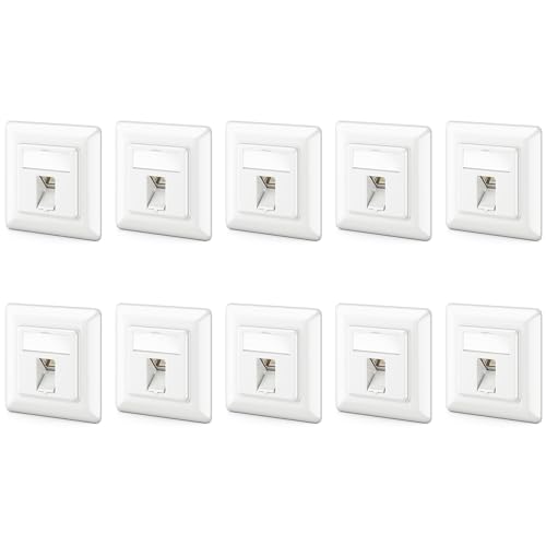 deleyCON 10x CAT6a Keystone Netzwerkdosen Set Unterputz 10x Netzwerkdose 10x Keystone Modul STP Geschirmt Metall Gehäuse RJ45 Keystone Jack Datendose Netzwerkkabel von deleyCON