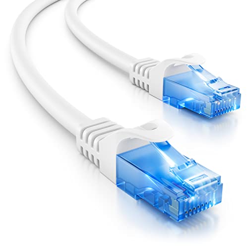 deleyCON 15m CAT.6 Ethernet Gigabit Lan Netzwerkkabel RJ45 CAT6 Kabel Patchkabel Kompatibel zu CAT.5 CAT.5e CAT.6a Cat.7 - Weiß von deleyCON