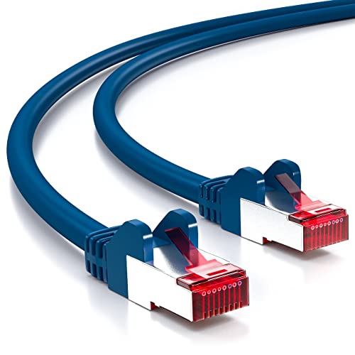 deleyCON 1m CAT6 Patchkabel S/FTP PIMF Schirmung CAT-6 RJ45 Netzwerkkabel Ethernetkabel LAN DSL Switch Router Modem Access Point Patchfelder - Blau von deleyCON