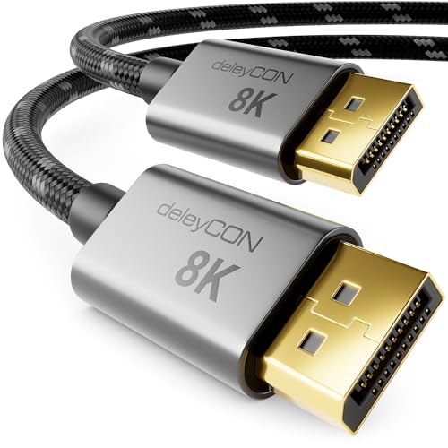 deleyCON 1m 8K DisplayPort Kabel 1.4 (8K@60Hz 4K@165Hz 2K@360Hz) HBR3 32.4Gbps UHD WQHD HDR DSC 1.2 HDCP 2.2 G-Sync & FreeSync DP 1.4 Kabel für Gaming-Monitor Grafikkarte deleyCON 1m 8K DisplayPort Kabel 1.4 (8K@60Hz 4K@165Hz 2K@360Hz) HBR3 32.4Gbps UHD WQHD HDR DSC 1.2 HDCP 2.2 G-Sync & FreeSync DP 1.4 Kabel für Gaming-Monitor Grafikkarte von deleyCON