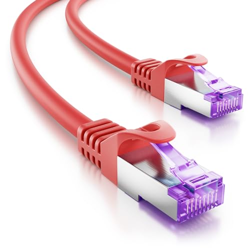 deleyCON 1m CAT7 Netzwerkkabel - 10 Gigabit - RJ45 Patchkabel Ethernet Kabel (Kupfer, SFTP PiMF Schirmung) - für Highspeed LAN DSL Switch Modem Router Patchpanel CAT7 CAT6 CAT5 - Rot von deleyCON