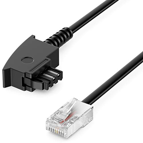 deleyCON 1m Routerkabel TAE-F auf RJ45 (8P2C) Anschlusskabel Kompatibel mit DSL ADSL VDSL Fritzbox Internet Router an Telefondose TAE - Schwarz von deleyCON
