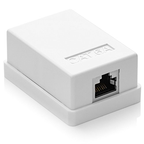 deleyCON 1x CAT 6a Netzwerkdose 1x RJ45 Buchse FTP geschirmt Aufputz Montage 10 Gbit Ethernet Netzwerk LAN Dose RAL 9003 Weiß von deleyCON