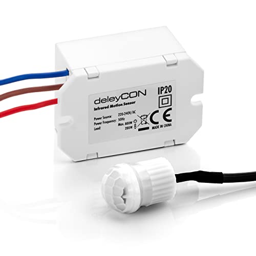 deleyCON 1x Mini Infrarot Bewegungsmelder - Innenbereich - Reichweite 6m bei 360° - Kleinstbauweise - Fast unsichtbar - IP20 - Unterputz - Weiß deleyCON 1x Mini Infrarot Bewegungsmelder - Innenbereich - Reichweite 6m bei 360° - Kleinstbauweise - Fast unsichtbar - IP20 - Unterputz - Weiß von deleyCON