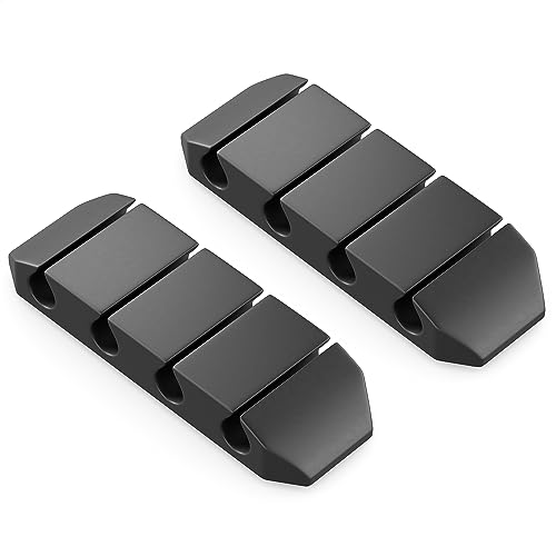 deleyCON 2 Stück Kabelhalter selbstklebend Kabelführung Kabel Fixierung Organizer Kabel Clips Kabelbefestigung Kabel Management Kabelklemmen - für 4 Kabel - Büro Schreibtisch Auto Hobbyraum Schwarz von deleyCON