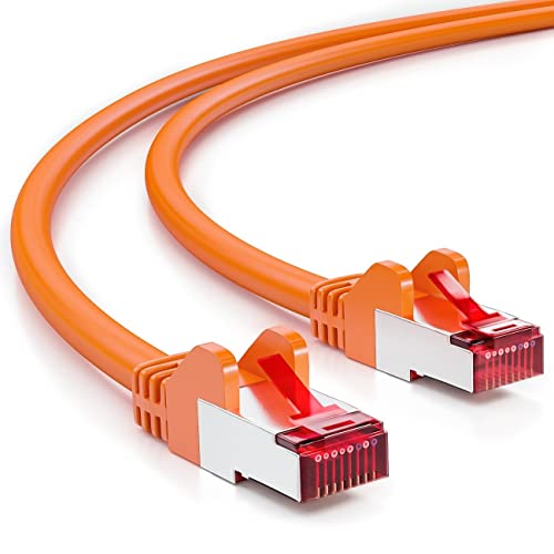 deleyCON 20m CAT6 Patchkabel S/FTP PIMF Schirmung CAT-6 RJ45 LAN DSL Netzwerkkabel Ethernetkabel Switch Router Modem Access Point Patchfelder - Orange von deleyCON