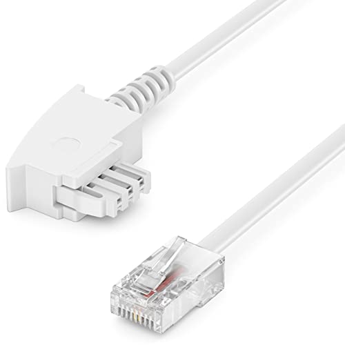 deleyCON 20m Routerkabel TAE-F auf RJ45 (8P2C) Anschlusskabel Kompatibel mit DSL ADSL VDSL Fritzbox Internet Router an Telefondose TAE - Weiß von deleyCON