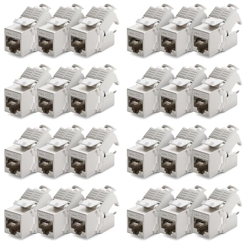 deleyCON 24x CAT6a Keystone Jack Modul Patchkabel Netzwerkkabel Verbinder STP Schirmung RJ45 Buchse Netzwerk Dose Patchpanel Keystonehalterung Erweiterung deleyCON 24x CAT6a Keystone Jack Modul Patchkabel Netzwerkkabel Verbinder STP Schirmung RJ45 Buchse Netzwerk Dose Patchpanel Keystonehalterung Erweiterung von deleyCON