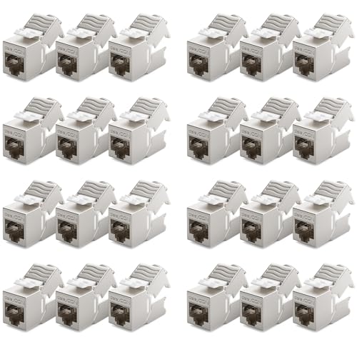 deleyCON 24x MINI Keystone CAT 6a Jack Modul Kurze Version 30 mm (3 cm) Lang 10 GBit/s Vollgeschirmt STP RJ45 Buchse Verbinder Patchkabel Optimal für CAT7 CAT6 CAT6a Netzwerkkabel Dose Patchpanel deleyCON 24x MINI Keystone CAT 6a Jack Modul Kurze Version 30 mm (3 cm) Lang 10 GBit/s Vollgeschirmt STP RJ45 Buchse Verbinder Patchkabel Optimal für CAT7 CAT6 CAT6a Netzwerkkabel Dose Patchpanel von deleyCON