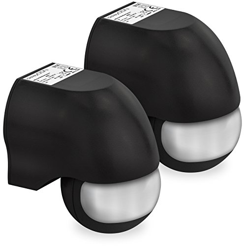 deleyCON 2X Infrarot Bewegungsmelder Aufputz Wandmontage Innen Außen Spritzwassergeschützt Drehbar Neigbar 180° Arbeitsfeld 12m Reichweite Schwarz deleyCON 2X Infrarot Bewegungsmelder Aufputz Wandmontage Innen Außen Spritzwassergeschützt Drehbar Neigbar 180° Arbeitsfeld 12m Reichweite Schwarz von deleyCON