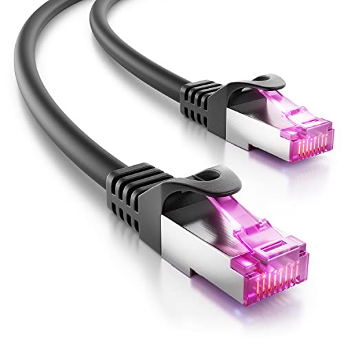 deleyCON 2m CAT7 Outdoor Patchkabel Netzwerkkabel - S/FTP 600 MHz 10 Gbit/s AWG 26 CU Kupfer - für Außenbereich UV Resistent extrem Witterungsbeständig LDPE Mantel - Schwarz von deleyCON