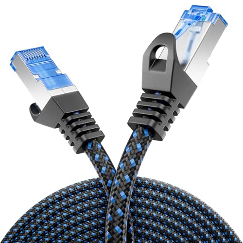 deleyCON 2m CAT 8 Patchkabel (40 Gbit/s, 2000 MHz) Gigabit Netzwerkkabel Ethernet Kabel RJ45 S/FTP POE CAT8 LAN Kabel für PS5 Router Modem TV Switch Laptop - Schwarz von deleyCON