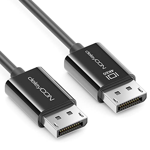 deleyCON 2m DisplayPort Kabel 4K@60Hz WQHD 1440p 2K@144Hz/165Hz 1080p@240Hz - DP 4K Gaming Monitor Kabel - Schwarz von deleyCON