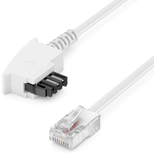 deleyCON 2m Routerkabel TAE-F auf RJ45 (8P2C) Anschlusskabel Kompatibel mit DSL ADSL VDSL Fritzbox Internet Router an Telefondose TAE - Weiß von deleyCON