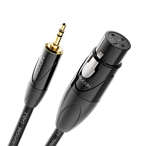 deleyCON 2m XLR auf 3,5mm Klinke Stereo - Mikrofonkabel Audio Adapter Kabel AUX - Studio Qualität - aus reinem OFC Kupfer (AWG24) XLR Buchse auf Klinke 3,5mm Stecker - Metallverriegelung von deleyCON