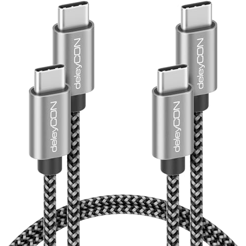 deleyCON 2x 2m USB C Kabel PD3.0 (60W Schnellladekabel) USB-C auf USB-C Ladekabel für iPhone 16 15 Pro Max Samsung Galaxy S25 S24 S23 S22 Pixel iPad Pro MacBook Air Tablets Switch PS5 von deleyCON