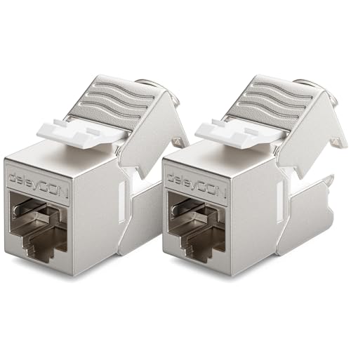 deleyCON 2x MINI Keystone CAT 6a Jack Modul Kurze Version 30 mm (3 cm) Lang 10 GBit/s Vollgeschirmt STP RJ45 Buchse Verbinder Patchkabel Optimal für CAT7 CAT6 CAT6a Netzwerkkabel Dose Patchpanel deleyCON 2x MINI Keystone CAT 6a Jack Modul Kurze Version 30 mm (3 cm) Lang 10 GBit/s Vollgeschirmt STP RJ45 Buchse Verbinder Patchkabel Optimal für CAT7 CAT6 CAT6a Netzwerkkabel Dose Patchpanel von deleyCON