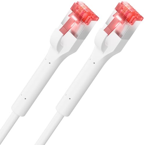 deleyCON 3,0m CAT 6A Patchkabel Slim Biegsamer RJ45 Stecker 10 Gbit/s GIGABIT LAN DSL RJ45 Ethernet Netzwerkkabel Halogenfrei Weiß von deleyCON