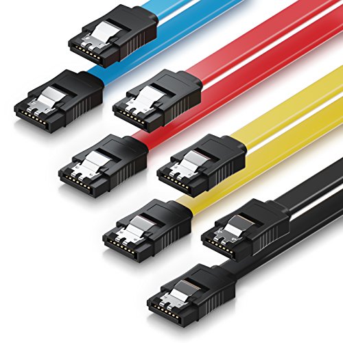 deleyCON 4x 50cm SATA III Kabel S-ATA 3 Datenkabel 6 GBit/s Verbindungskabel Anschlusskabel für HDD SSD - Metall-Clip - 2 Gerade L-Type Stecker - Gelb/Rot/Blau/Schwarz deleyCON 4x 50cm SATA III Kabel S-ATA 3 Datenkabel 6 GBit/s Verbindungskabel Anschlusskabel für HDD SSD - Metall-Clip - 2 Gerade L-Type Stecker - Gelb/Rot/Blau/Schwarz von deleyCON