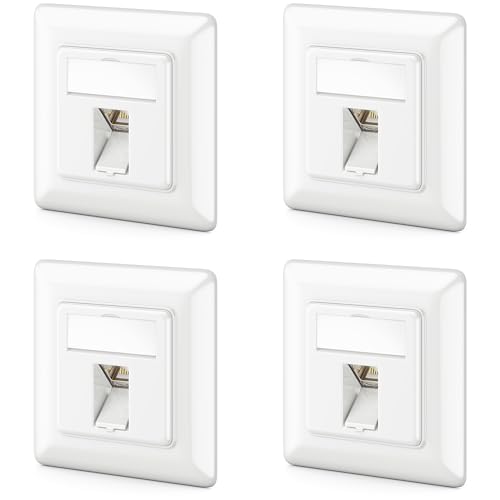 deleyCON 4x CAT6a Keystone Netzwerkdosen Set Unterputz 4x Netzwerkdose 4x Keystone Modul STP Geschirmt Metall Gehäuse RJ45 Keystone Jack Datendose Netzwerkkabel von deleyCON