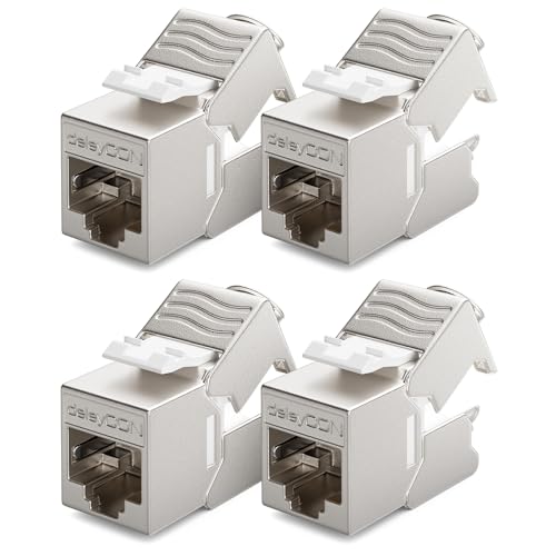 deleyCON 4x MINI Keystone CAT 6a Jack Modul Kurze Version 30 mm (3 cm) Lang 10 GBit/s Vollgeschirmt STP RJ45 Buchse Verbinder Patchkabel Optimal für CAT7 CAT6 CAT6a Netzwerkkabel Dose Patchpanel deleyCON 4x MINI Keystone CAT 6a Jack Modul Kurze Version 30 mm (3 cm) Lang 10 GBit/s Vollgeschirmt STP RJ45 Buchse Verbinder Patchkabel Optimal für CAT7 CAT6 CAT6a Netzwerkkabel Dose Patchpanel von deleyCON