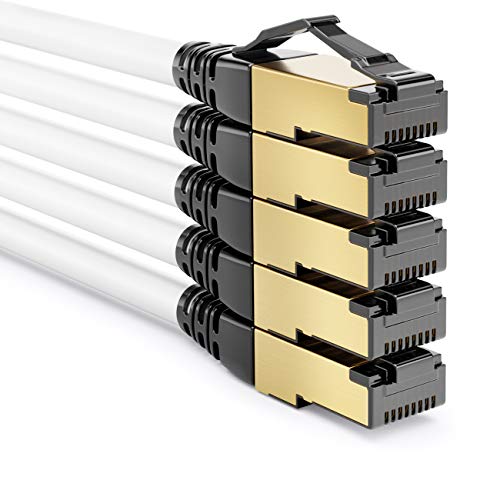deleyCON 5x 0,25m CAT8.1 Patchkabel Netzwerkkabel Datenkabel S/FTP PIMF 2000 MHz 40 Gbit RJ45 LAN DSL Kabel CAT.8 Ethernet Kabel RJ45 Stecker - Weiß deleyCON 5x 0,25m CAT8.1 Patchkabel Netzwerkkabel Datenkabel S/FTP PIMF 2000 MHz 40 Gbit RJ45 LAN DSL Kabel CAT.8 Ethernet Kabel RJ45 Stecker - Weiß von deleyCON