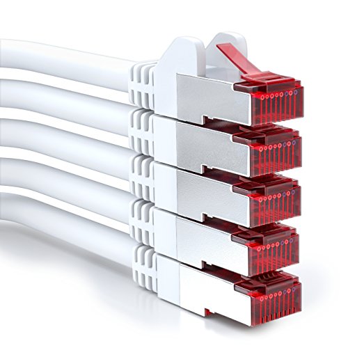deleyCON 5x 1m CAT6 Patchkabel S/FTP PIMF Schirmung CAT-6 RJ45 Netzwerkkabel Ethernetkabel LAN DSL Switch Router Modem Access Point Patchfelder - Weiß deleyCON 5x 1m CAT6 Patchkabel S/FTP PIMF Schirmung CAT-6 RJ45 Netzwerkkabel Ethernetkabel LAN DSL Switch Router Modem Access Point Patchfelder - Weiß von deleyCON