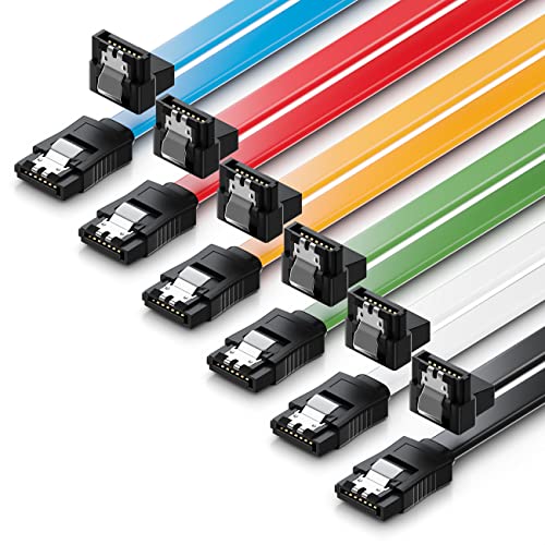 deleyCON 6x 50cm SATA 3 Kabel im Set SATA III Datenkabel - HDD SSD Verbindungskabel Anschlusskabel Metall-Clip 6 GBit/s - 1x Gerade 1x 90° L-Typ Stecker - Bunt deleyCON 6x 50cm SATA 3 Kabel im Set SATA III Datenkabel - HDD SSD Verbindungskabel Anschlusskabel Metall-Clip 6 GBit/s - 1x Gerade 1x 90° L-Typ Stecker - Bunt von deleyCON
