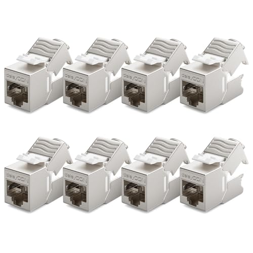 deleyCON 8x MINI Keystone CAT 6a Jack Modul Kurze Version 30 mm (3 cm) Lang 10 GBit/s Vollgeschirmt STP RJ45 Buchse Verbinder Patchkabel Optimal für CAT7 CAT6 CAT6a Netzwerkkabel Dose Patchpanel von deleyCON