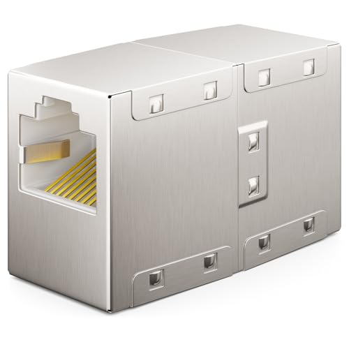 deleyCON 1 Stück RJ45 Kupplung (1000 Mbit) Gigabit LAN Kabel Verlängerung Netzwerkkabel Ethernet Adapter Verbinder Kompatibel zu Cat8, Cat7, Cat6, Cat5 Patchkabel LAN DSL POE 2X RJ45 Buchse von deleyCON