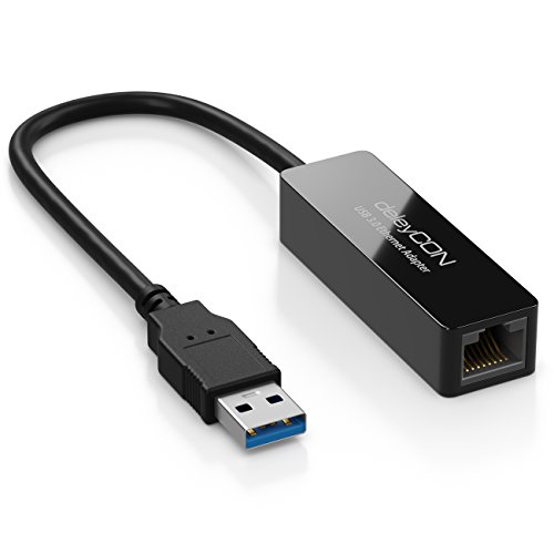 deleyCON LAN Adapter USB 3.0 Netzwerkadapter Gigabit Ethernet 1000Mbit USB A auf RJ45 für PC Notebook Ultrabook Tablet-PC Windows Mac - Schwarz von deleyCON