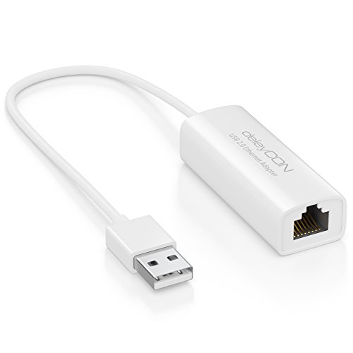 deleyCON LAN Adapter USB 2.0 Netzwerkadapter USB A auf RJ45 100Mbit Ethernet PC Notebook Ultrabook Tablet-PC Windows Mac - Weiß von deleyCON