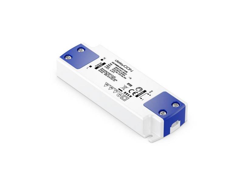 deleyCON LED-Leuchtmittel deleyCON 12V LED Trafo Transformator Netzteil SLIM 0-20W 200-240V DC von deleyCON