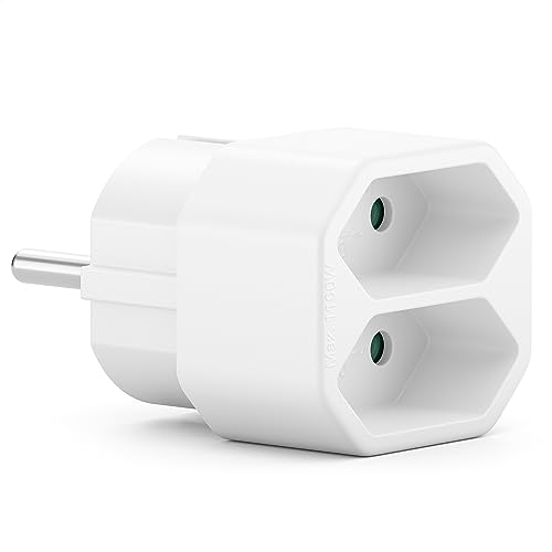 deleyCON Mehrfachstecker Mehrfachsteckdose Indoor Eurokabel Stromkabel Steckdosenadapter Stromadapter Euro Adapter Stecker Multi-Steckdose 2x Euro-Buchse 2,5A Innenbereich max. 1100W Weiß von deleyCON