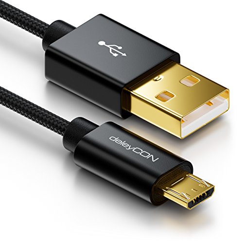 deleyCON Micro USB Kabel 0,5m Nylon + Metallstecker - Ladekabel Datenkabel Schnellladekabel - Smartphone Tablet PC Laptop Notebook - Schwarz deleyCON Micro USB Kabel 0,5m Nylon + Metallstecker - Ladekabel Datenkabel Schnellladekabel - Smartphone Tablet PC Laptop Notebook - Schwarz von deleyCON