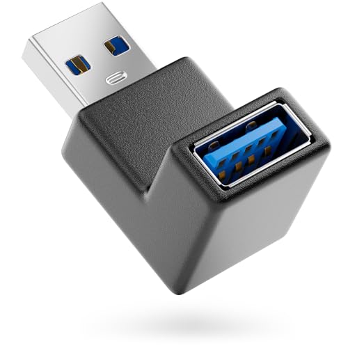 deleyCON USB 3.0 Winkel Adapter - 90° Grad Winkeladapter - A-Stecker zu A-Buchse - Kompatibel mit Allen USB Kabeln - Optimale Kabelführung von deleyCON