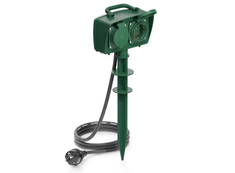 deleyCON deleyCON 2 Fach Outdoor Steckdose mit Erdspieß IP44 Garten Terrasse Steckdosenleiste von deleyCON