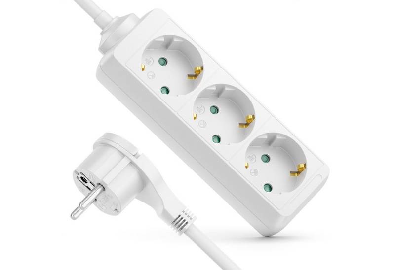 deleyCON deleyCON 3 Fach Steckdosenleiste mit Flachstecker Stromleiste 3,0m Steckdosenleiste von deleyCON