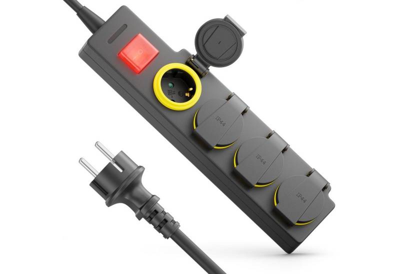 deleyCON deleyCON 4 Fach Outdoor Steckdosenleiste mit 1,4m Kabel IP44 EIN/AUS Steckdosenleiste von deleyCON