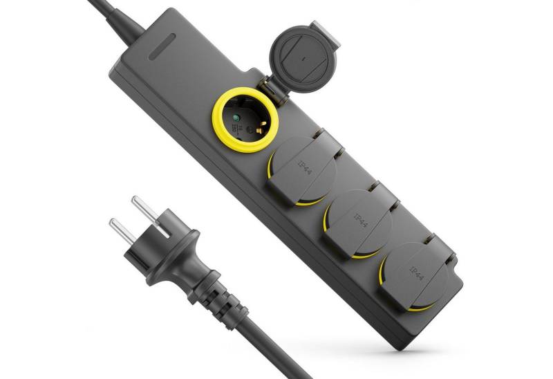 deleyCON deleyCON 4 Fach Outdoor Steckdosenleiste mit 1,4m Kabel IP44 Garten Steckdosenleiste von deleyCON