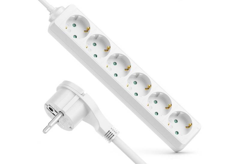 deleyCON deleyCON 6 Fach Steckdosenleiste mit Flachstecker Stromleiste 1,4m Steckdosenleiste von deleyCON