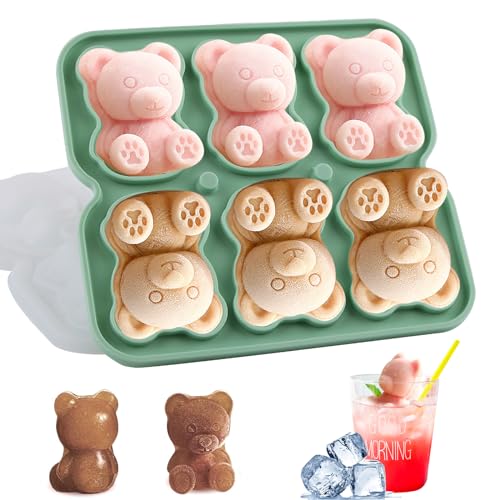 dellyy Eiswürfelform, Bär Eiswürfelbehälter, Eiswürfelform silikon, Eiswürfelbehälter mit Deckel, Ice Cube Tray BPA-Frei für Eis, Whiskey, Cocktail, Saft, Kaffee (Bär) von dellyy