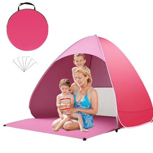 dellyy Tragbar Extra Light Automatisches Strandzelt(Rosa) von dellyy