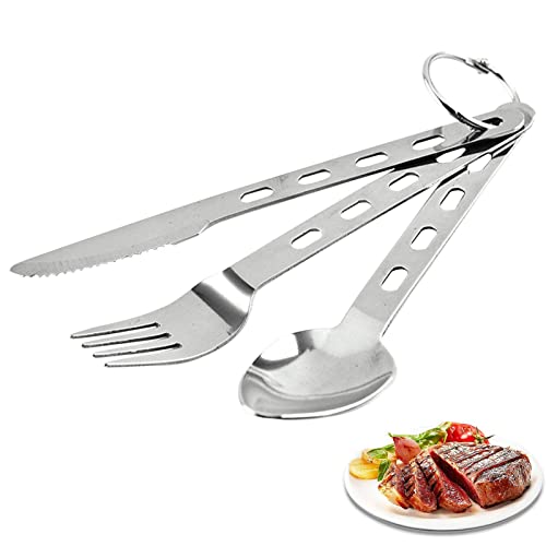 Camping Utensilien Set | 3 sichere Reiseutensilien aus rostfreiem Edelstahl | Das Outdoor-Picknick-Tafelbesteck beinhaltet einen Löffel Gabel Cutter Delr Camping Utensilien Set | 3 sichere Reiseutensilien aus rostfreiem Edelstahl | Das Outdoor-Picknick-Tafelbesteck beinhaltet einen Löffel Gabel Cutter Delr von delr