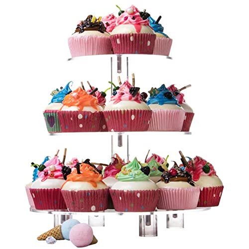 Cupcake-Ständer | 3-stöckiger runder Tortenständer | Cupcake-Ständer mit mehrstöckigem Serviertablett für Cupcakes, Donuts, Obst Delr von delr