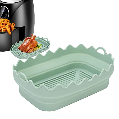 Silikontopf für Luftfritteuse, Korb für rechteckige Luftfritteuse aus Silikon 8,27 Zoll faltbar - Faltbarer Airfryer Silikontopf Wiederverwendbares Backblech Delr von delr