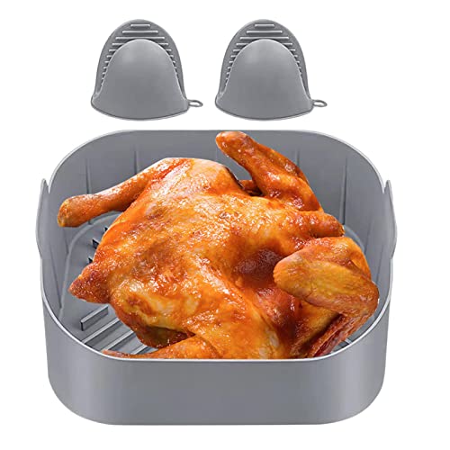 Silikontopf für Luftfritteuse - Quadratischer Korb für Luftfritteuse - Quadratischer Silikontopf für Luftfritteuse für Luftfritteuse Backofen zum Braten und Backen Delr von delr