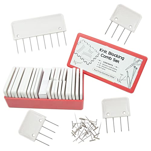 Verriegelungsstifte | Stricknadel- und Stopper-Set | Häkel-Verriegelungswerkzeuge DIY Handwerk | 100 extra T-Nadeln zur Verwendung mit Blockiermatten Delr Verriegelungsstifte | Stricknadel- und Stopper-Set | Häkel-Verriegelungswerkzeuge DIY Handwerk | 100 extra T-Nadeln zur Verwendung mit Blockiermatten Delr von delr