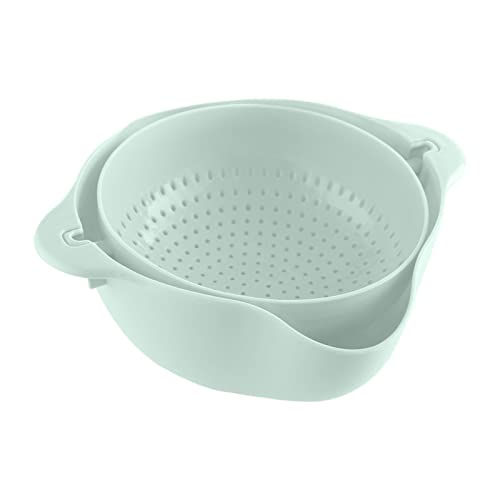 delr Abfluss zum Waschen, doppellagig, zum Färben von Gemüse, Küchensieb, drehbarer Behälter zum Servieren von Nudeln, Obst, Bohnen, Brokkoli, Kartoffeln von delr