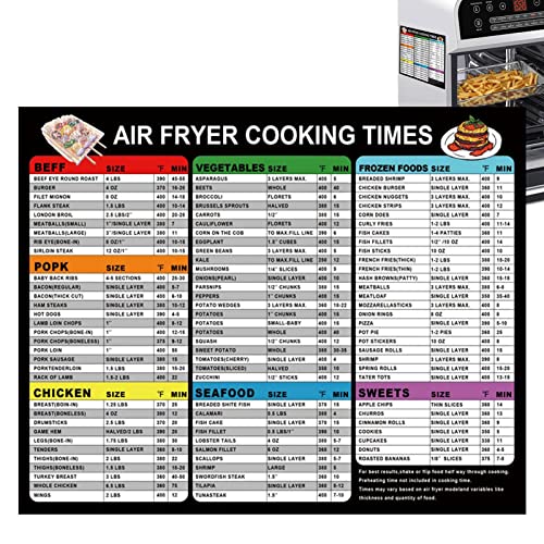 delr Cheat Sheet Magnete für Luftfritteuse - Kochprogramm der Luftfritteuse | Rezept Kochwerkzeuge Kochbuch Kochmessungen für Lebensmittel von delr
